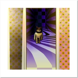 Cat Behind The Door - Psychedelic Surrealism Posters and Art